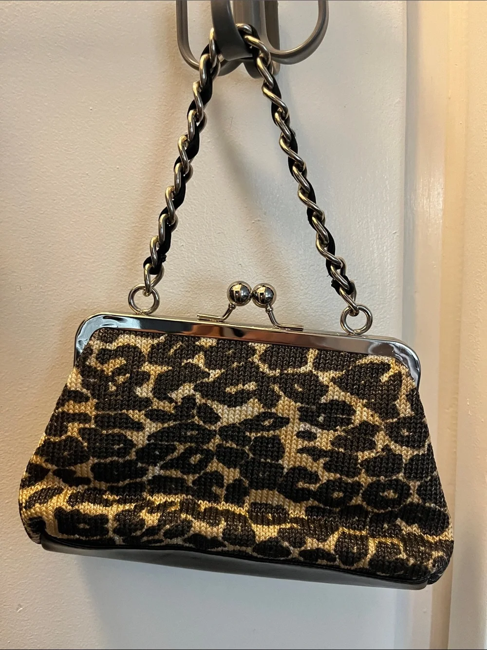 The Sak Leopard Print Chain-Handle Clutch - Black & Gold